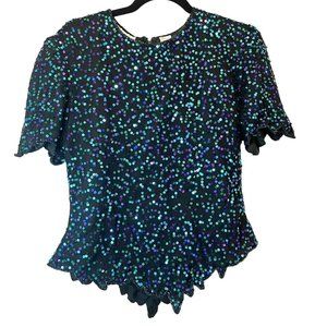 Vintage 1980s Laurence Kazar Sequin Blouse